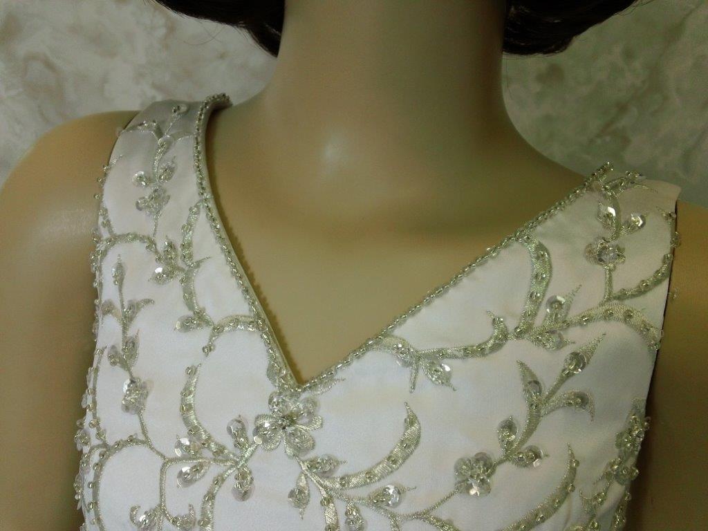 v-neck beaded flower girl dress