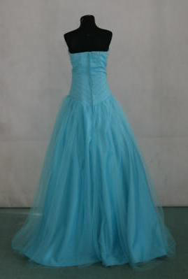 Strapless tulle mermaid color prom dress