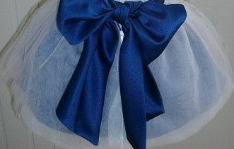 infant white dress with royal blue sash