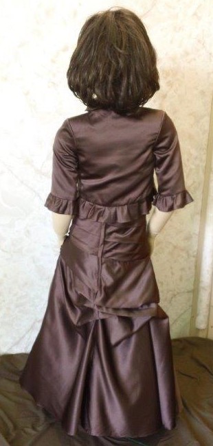 Brown long pleated flower girl dress with jacket