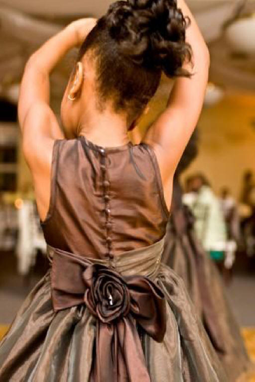 brown flower girl dresses with a bow on the back