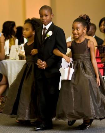 brown and black tuxedo and dresses