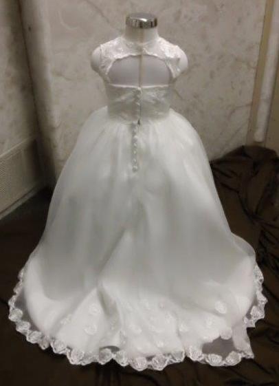 miniature wedding gown with covered buttons