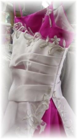 white and fuchsia Flowergirl Dresses
