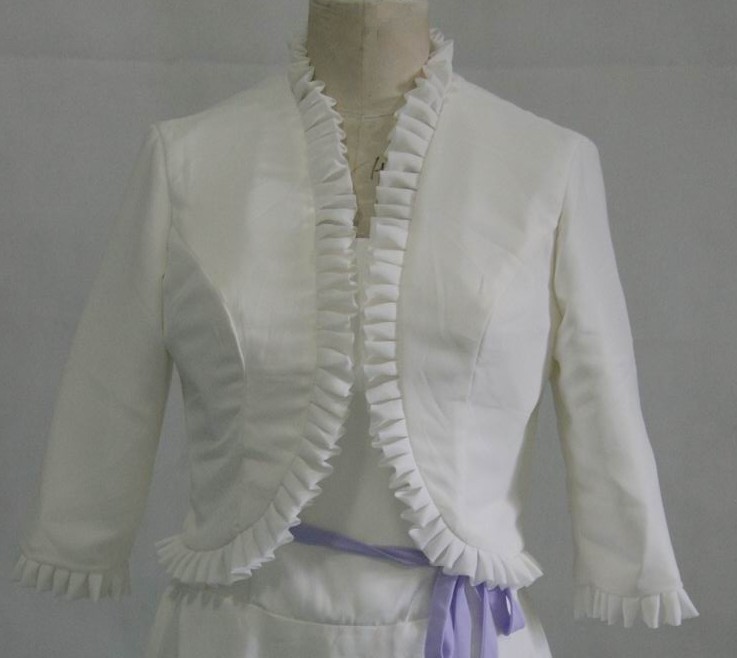 White dress jacket with ruffles edges