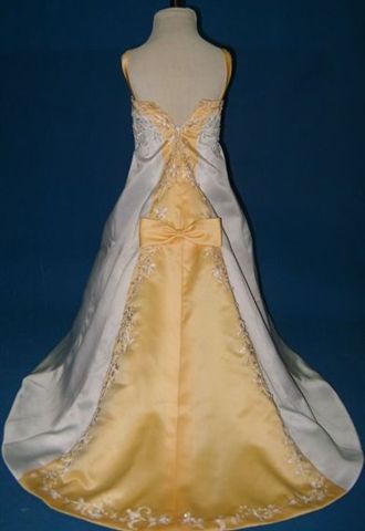 White and yellow wedding gown