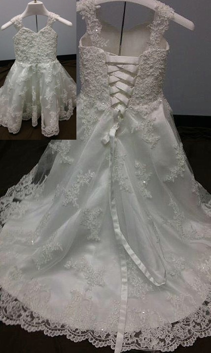 infant lace wedding dress with train