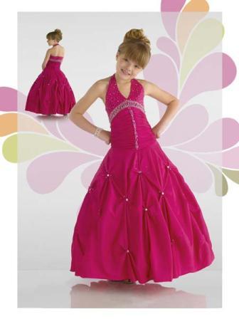 Ball gown halter pageant dress for little girls pageant