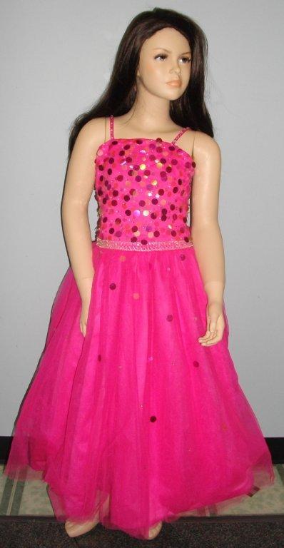 pink pageant gown sprinkled with sequins