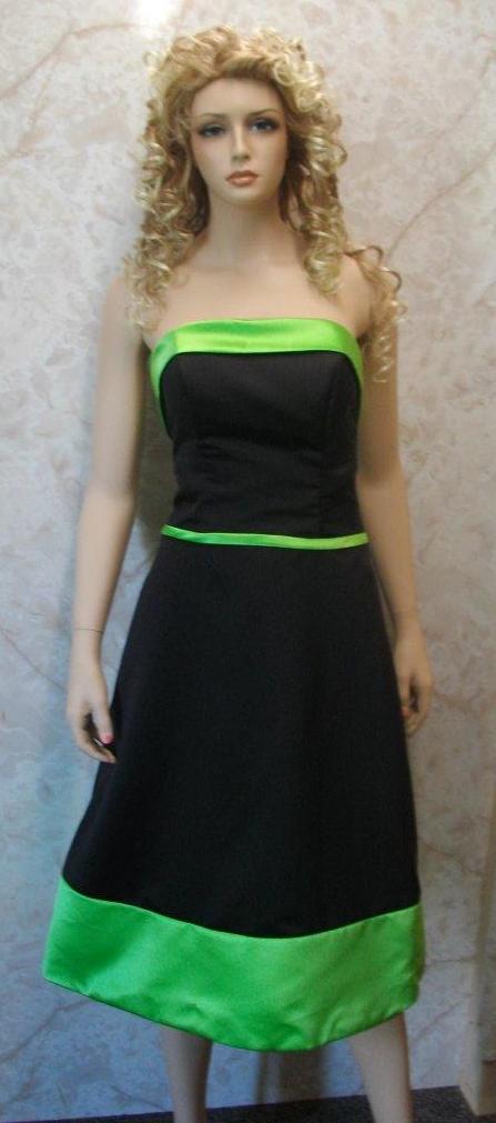 black bridesmaid dress with green trim