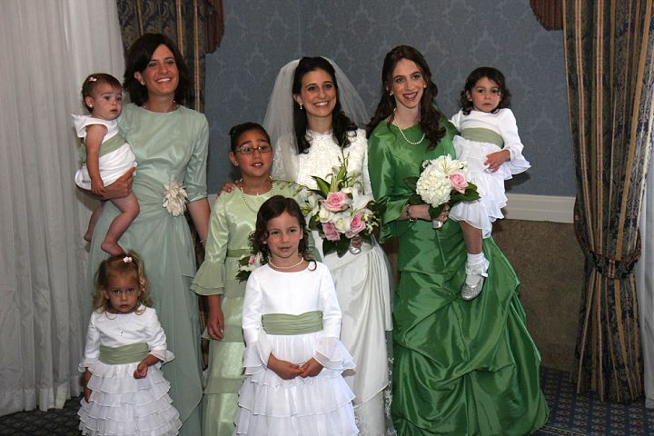 green white bridal party