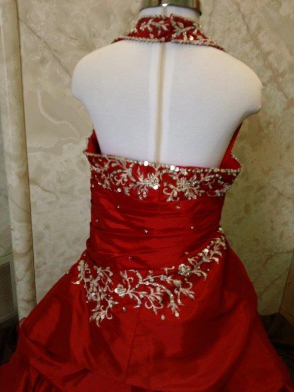 sequin and embroidered halter pageant gown