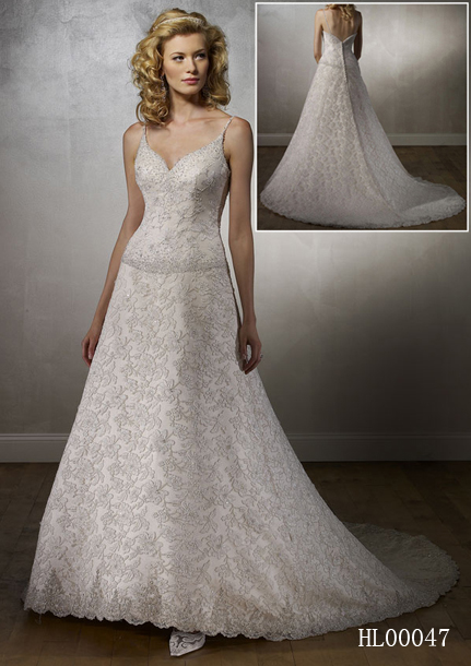 allover lace wedding gown