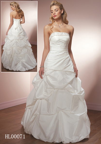 strapless pick up wedding gown