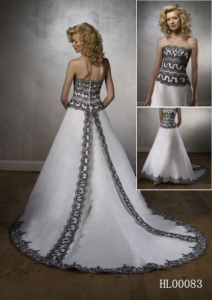 wedding dresses with black accents