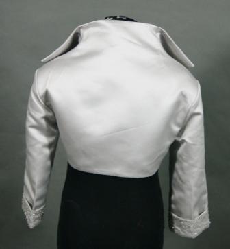 white bolero jacket with beaded cuff
