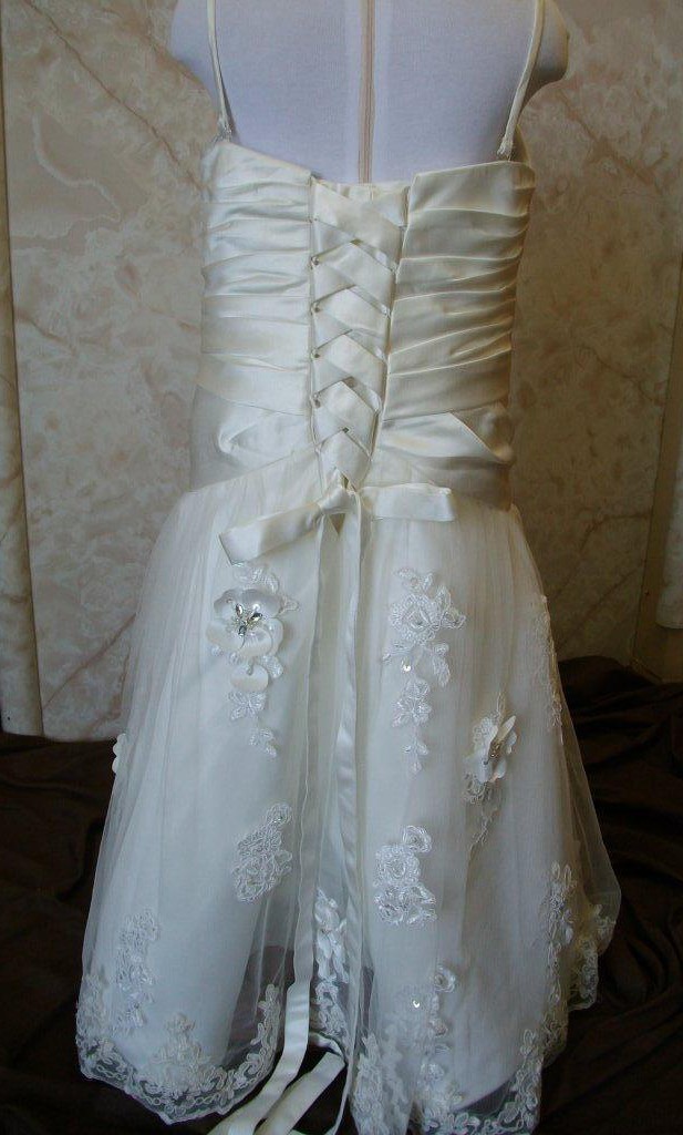 Embellished lace with floral petal flower girl bride