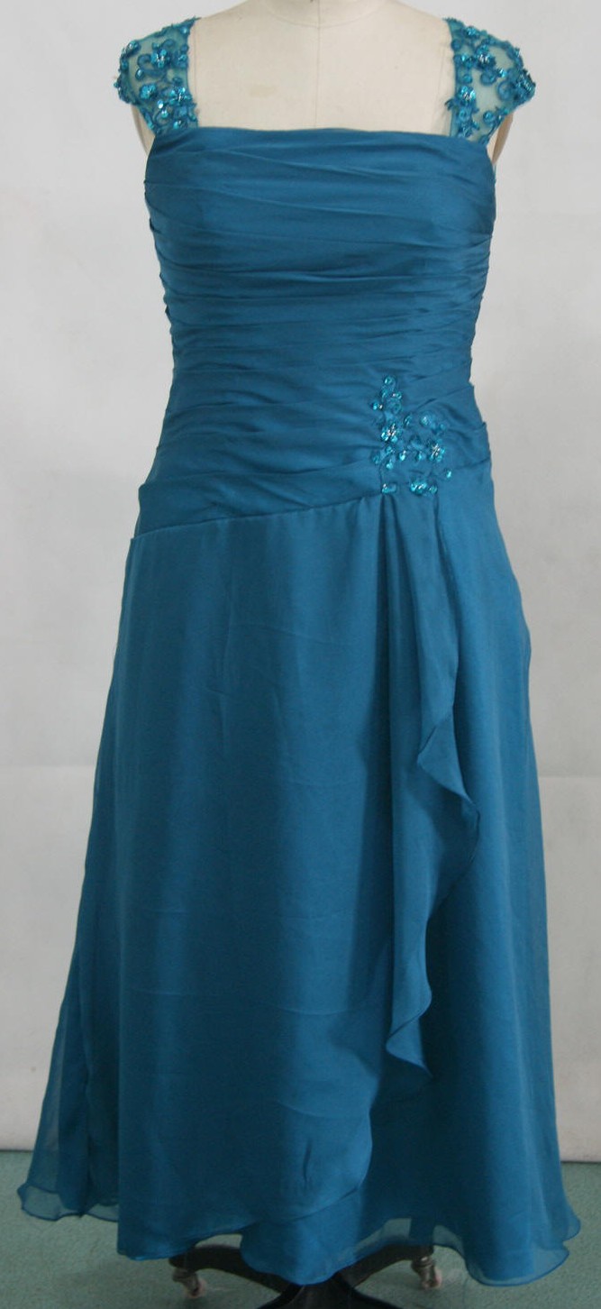 turquoise blue chiffon mothers dress