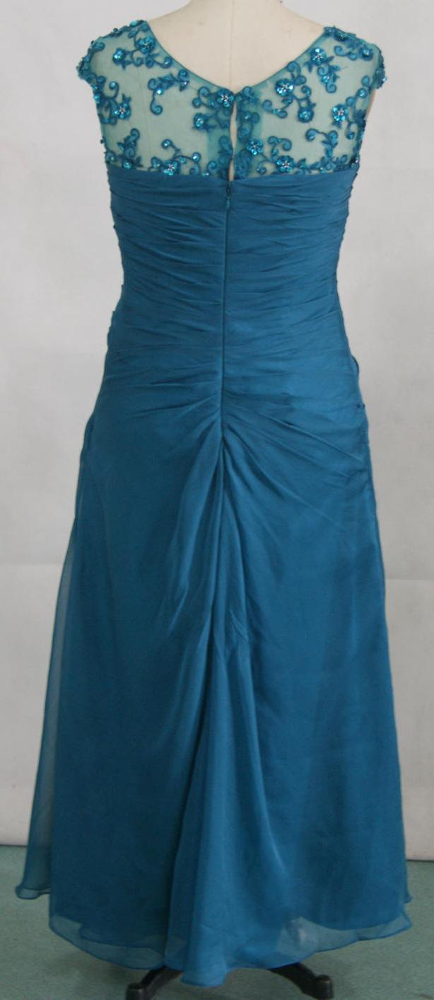 turquoise blue chiffon mothers dress