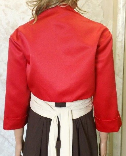 red bolero jacket no trim on sleeves