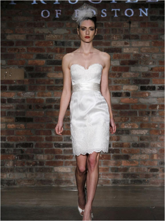 Short sweetheart white wedding gown