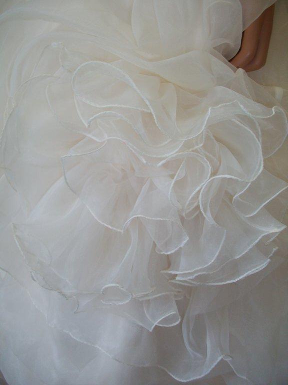 organza roses accent the wedding skirt