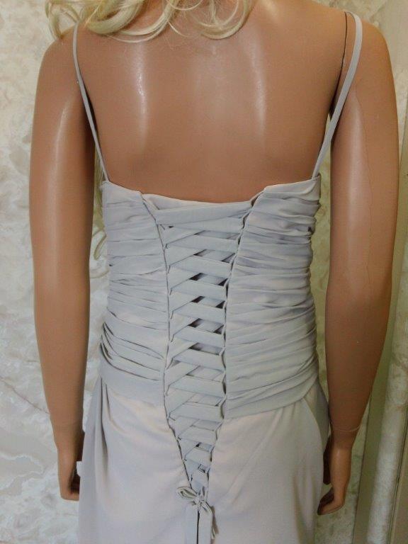 gray chiffon bridesmaid dresses with corset back