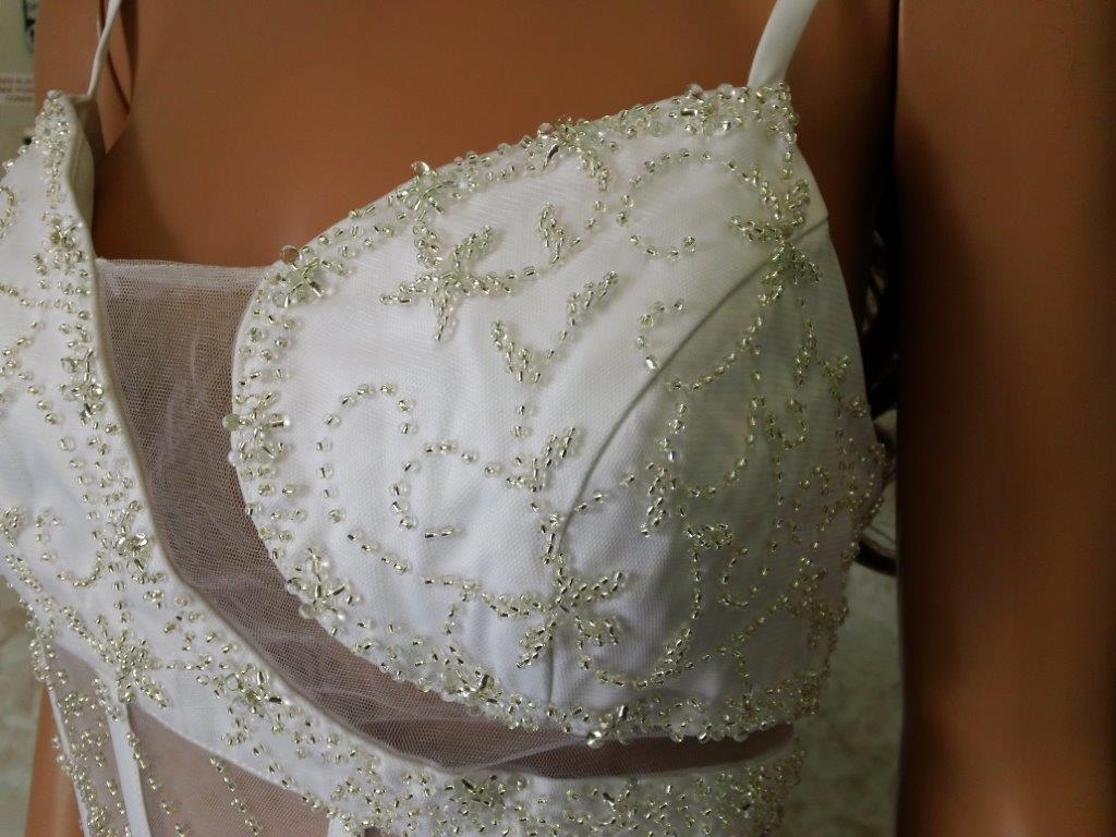 split sheer bodice wedding gown