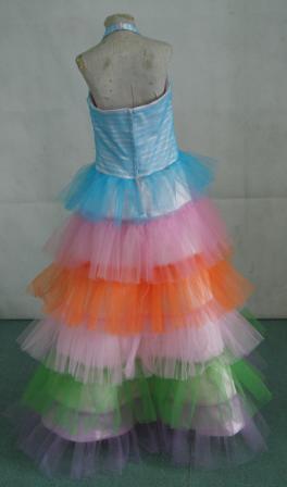 Turquoise halter top pageant dress with rainbow skirt