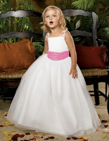 white and pink flower girl dress