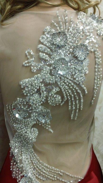 See through illusion back with luxury beading