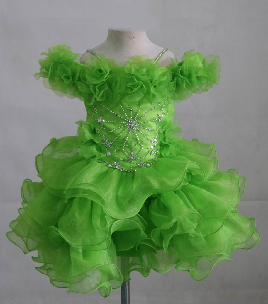 lime with silver bead cupcake pageant dress