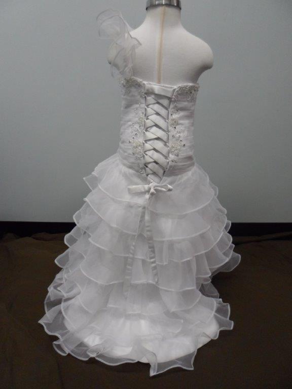 one shoulder little flower girl bridal gown
