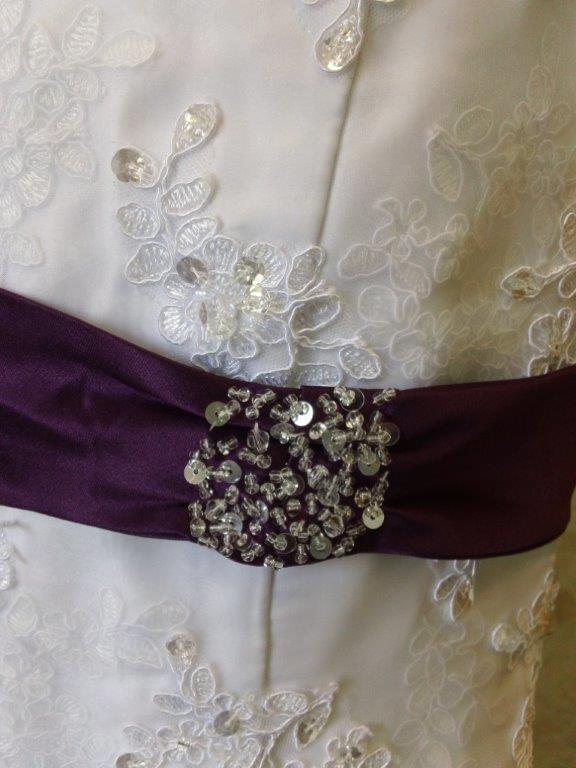 flower girl dresses with purple sash