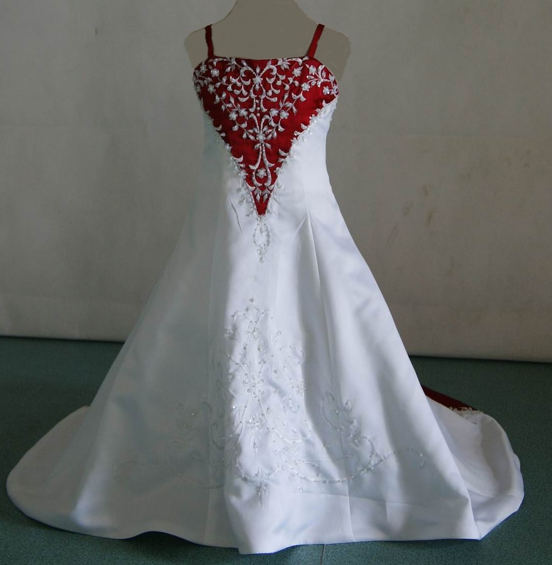 white and red miniature wedding gown