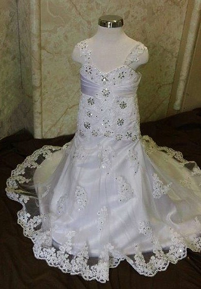 Lace and crystal flower girl dress
