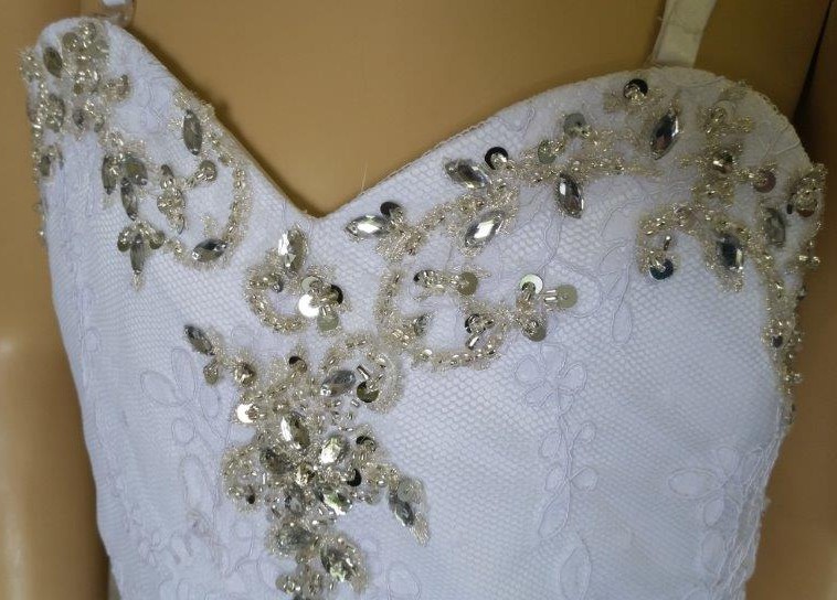 sweetheart neckline with crystal beading