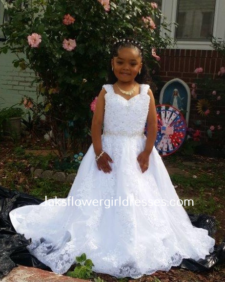 white flower girl dress size 6