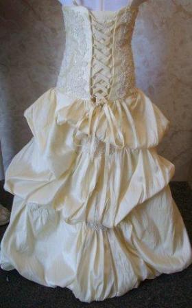 lace up corset tiered bubble flower girl dresses