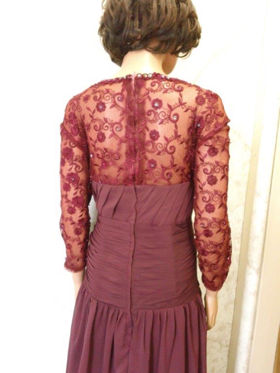 burgundy chiffon lace mothers dress