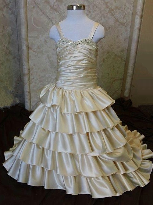 flower girl pleated dress with layered ruffles