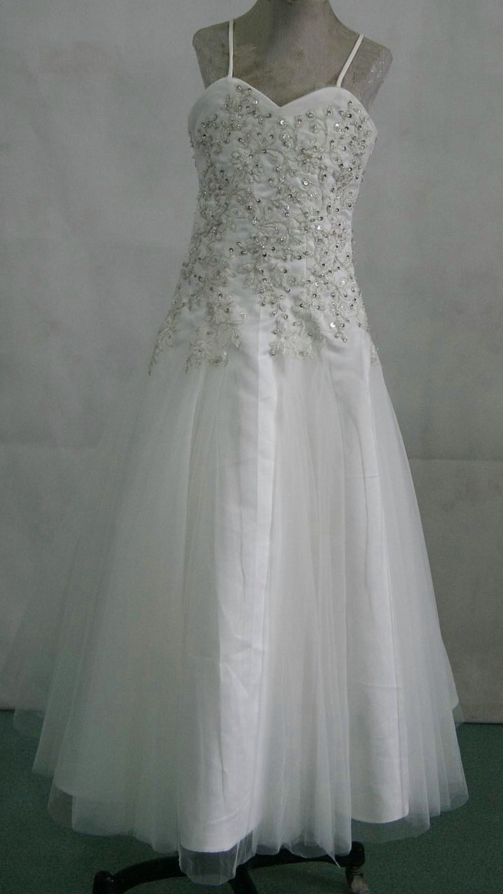 Light ivory tulle and silver childrens wedding gown