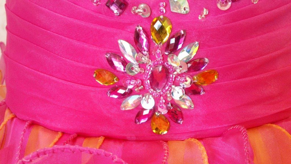 Fuschia/orange beaded pageant dress
