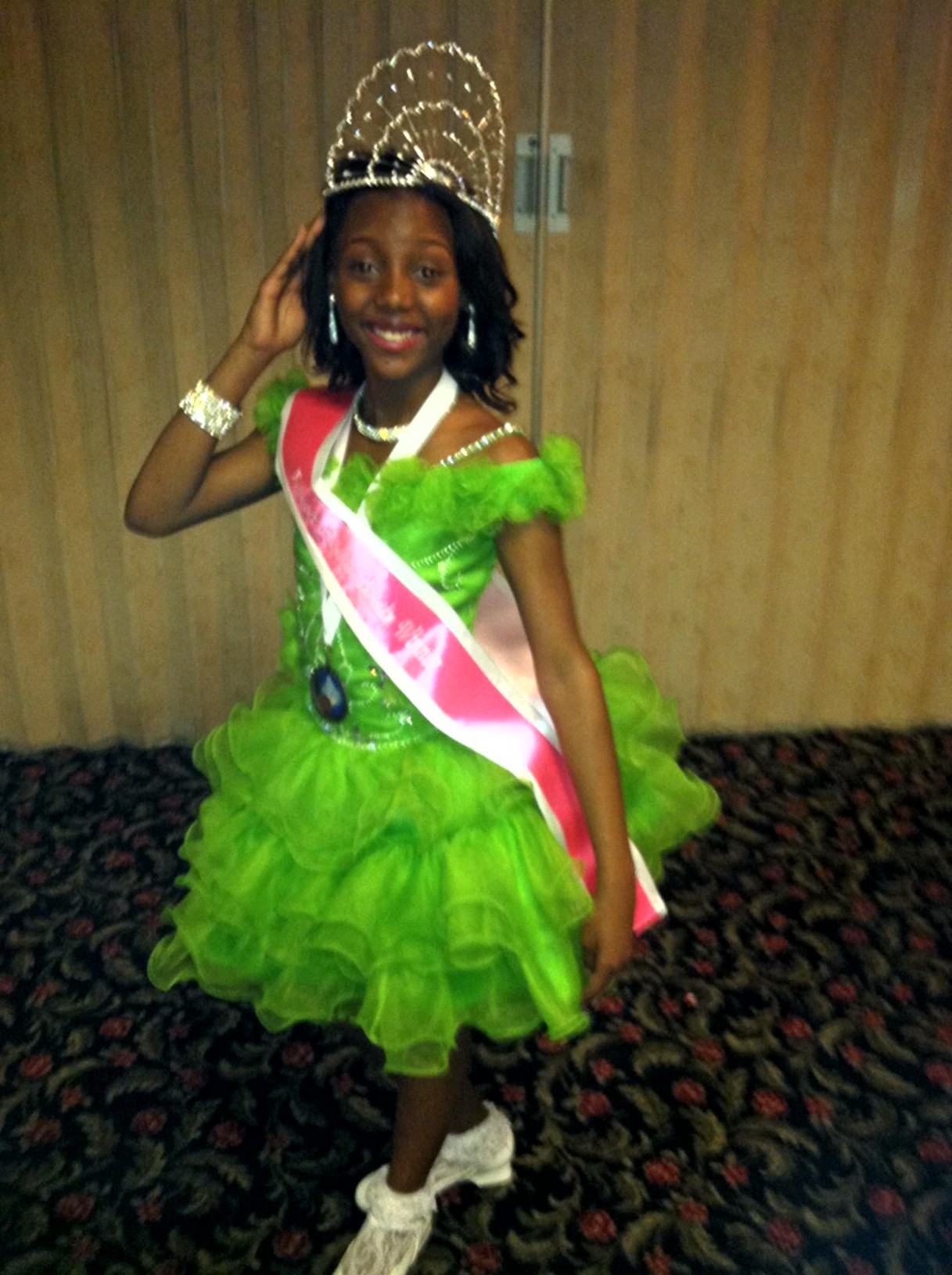 Lime green and silver pageant dress