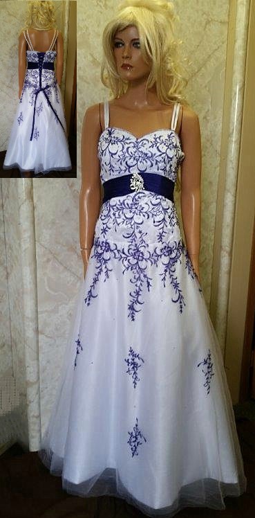 white purple embroidered prom dress