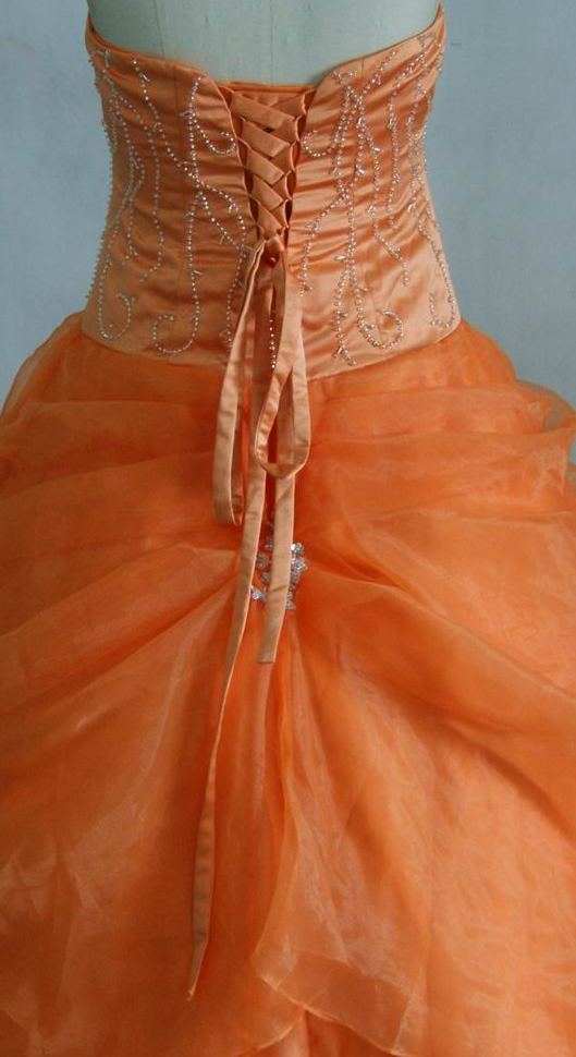 long orange prom dress