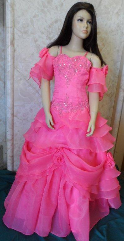  Coral Organza pageant dress