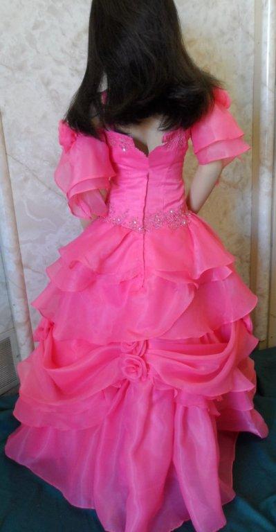 coral organza pickup pageant dress