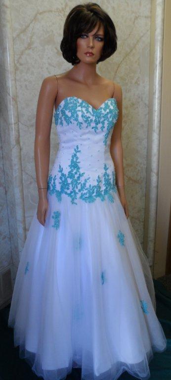 Turquoise applique Prom dress