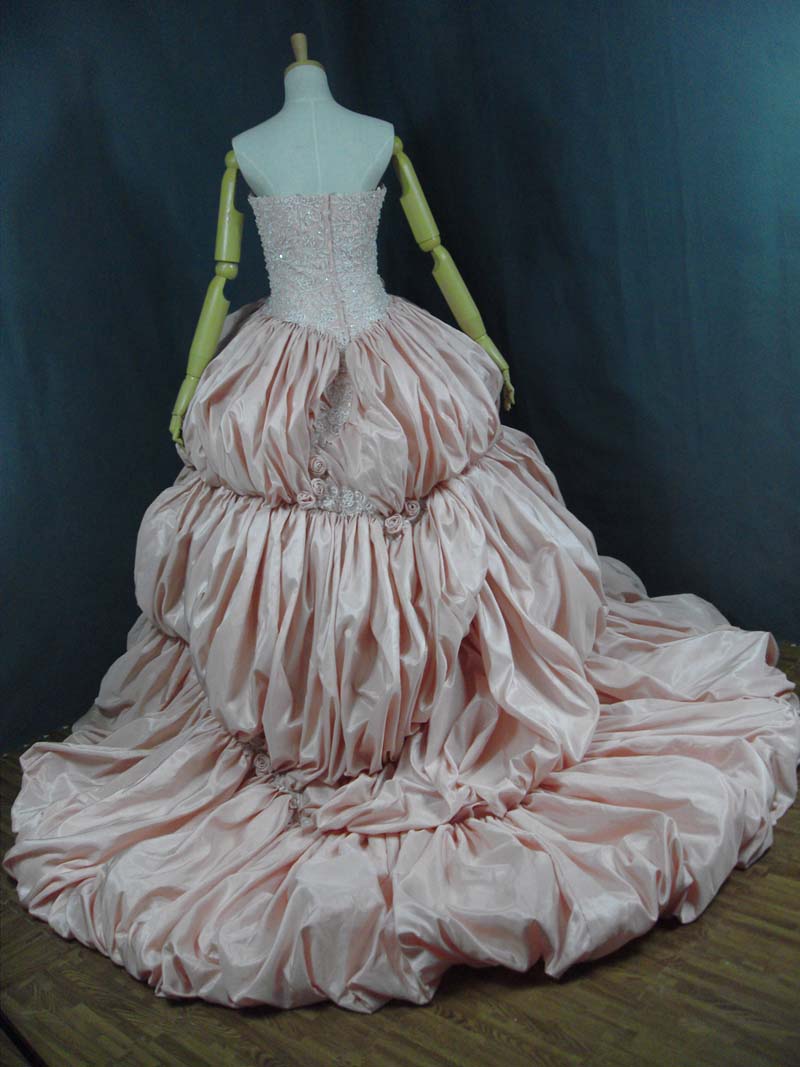 Pink pickup wedding dress ball gown